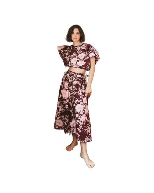 Cara Cara White Floral-Print Cropped Top