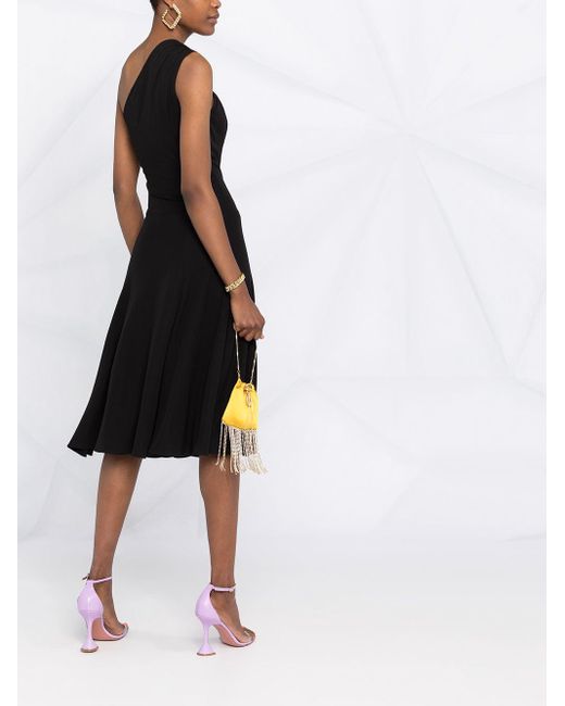 Versace One Shoulder O Ring Dress In Black Lyst Versace One Shoulder O Ring Dress In Black Lyst