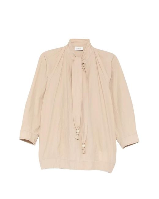 Lemaire Natural Scarf-Detail Long-Sleeve Blouse