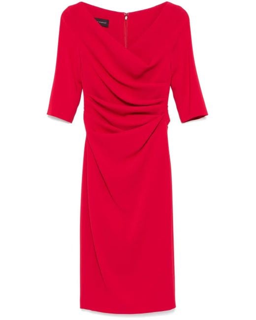 Robe Mi-Longue À Design Froncé Talbot Runhof en coloris Red
