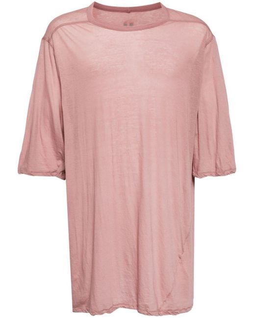 Rick Owens Pink Tommy Raw-cut Cotton T-shirt for men