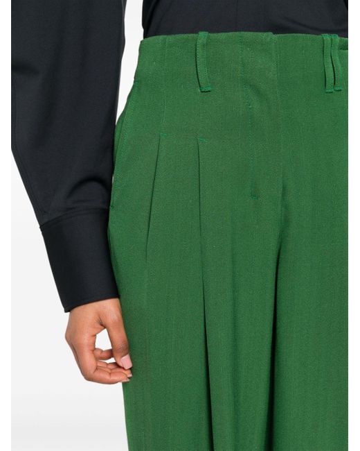Pantaloni Le Titolo a vita alta con pieghe di Jacquemus in Green