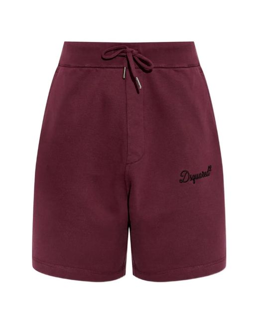 DSquared² Purple Logo-Embroidered Drawstring Shorts for men