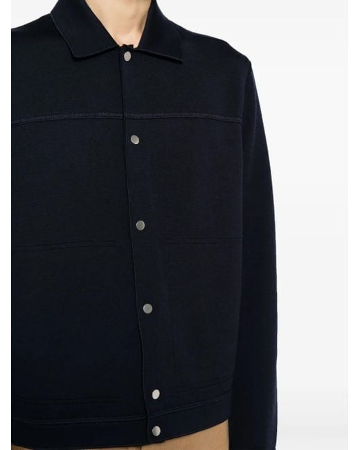 Zegna Blue Spread-collar Knitted Cardigan for men