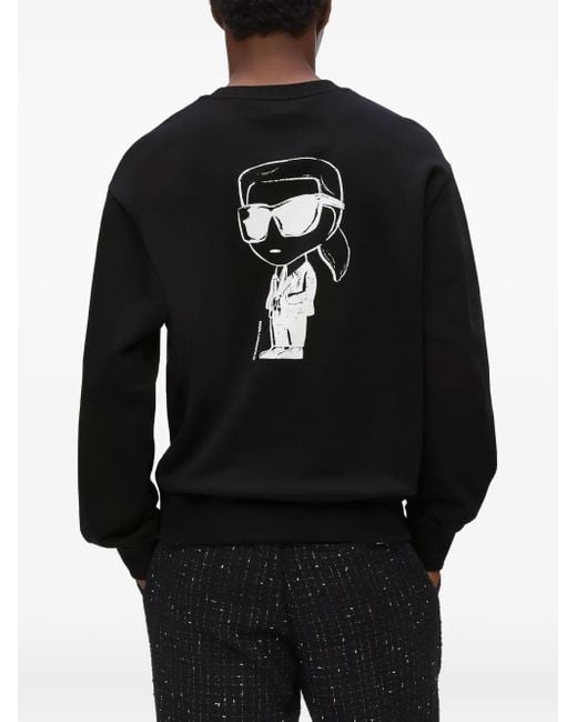 Karl Lagerfeld Black Logo-Embroidered Relaxed Sweatshirt for men