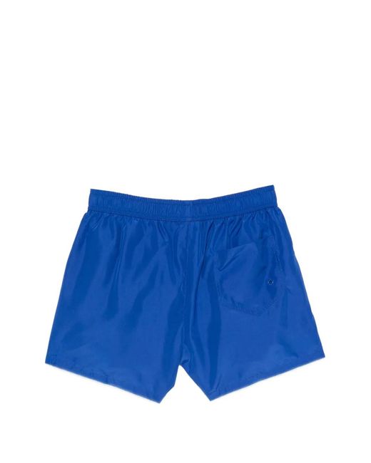 Moschino Blue Logo-Print Drawstring Swim Shorts for men