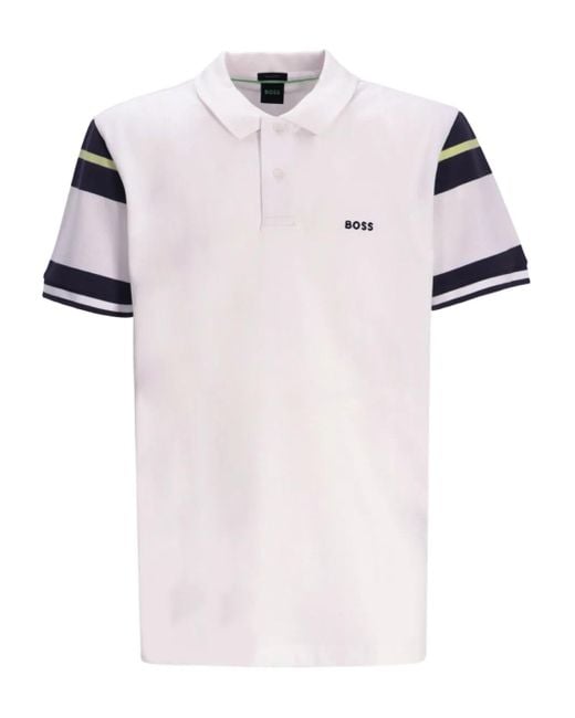Boss Pink Striped-Panel Polo Shirt for men
