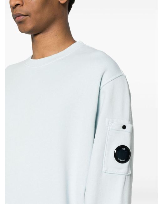 C P Company White Drop Shoulder Cotton Sweatshirt for men