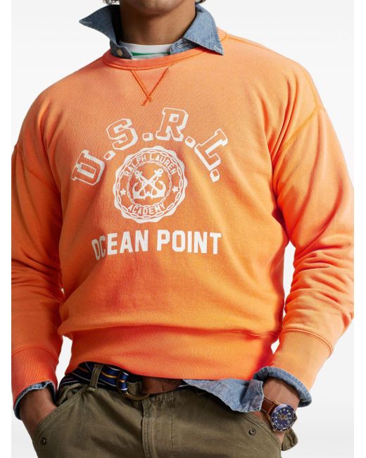 Polo Ralph Lauren Orange Logo-print Crew-neck Sweatshirt for men