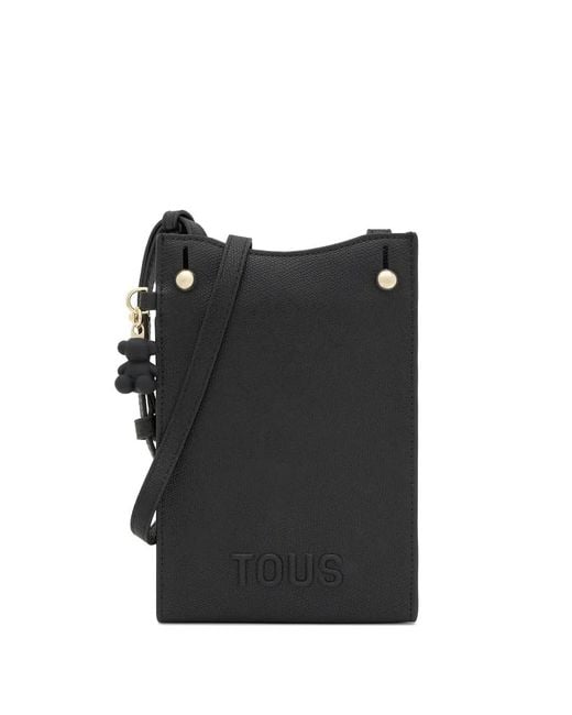 Tous Black Flap Pocket Phone Case Crossbody Bag