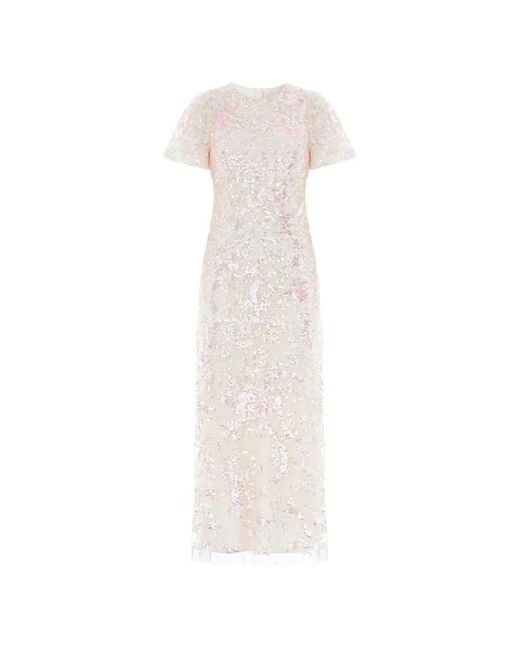 Robe Longue Dancing Ribbon À Sequins Needle & Thread en coloris White
