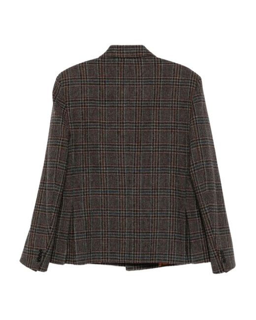 Styland Black Check-Pattern Wool Blazer