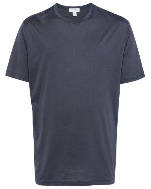 Sunspel Blue Round-neck Cotton T-shirt for men