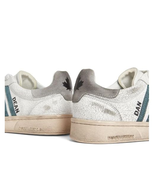 DSquared² White Distressed Boxer Low-Top Sneakers for men