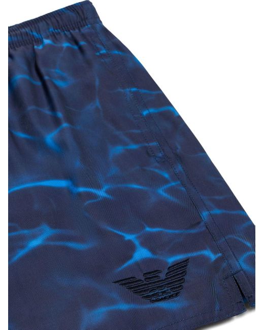 メンズ Emporio Armani ロゴ トランクス水着 Blue