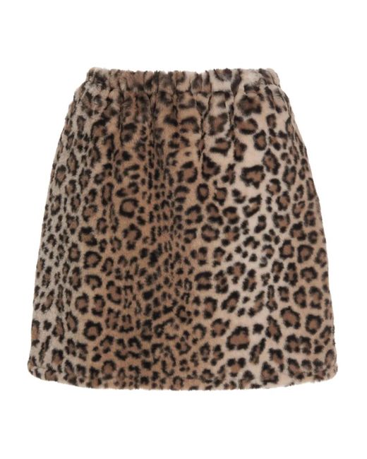 Minigonna Con Stampa Leopardata di Le twins in Brown