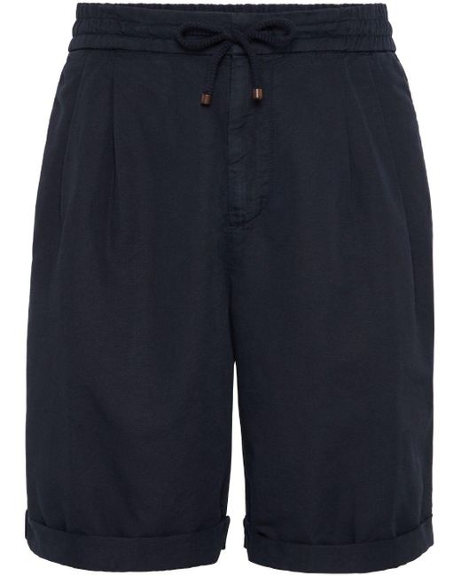 Brunello Cucinelli Blue Drawstring-waistband Knee-length Bermuda Shorts for men