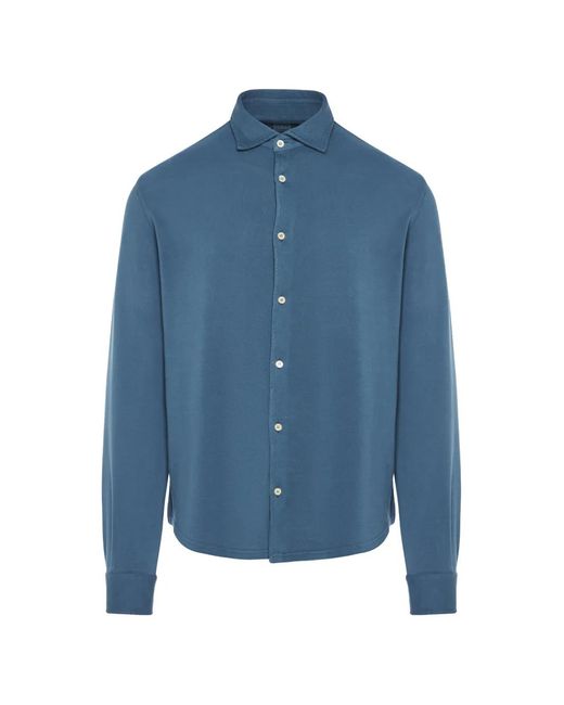 Fedeli Blue Steve Button Shirt for men