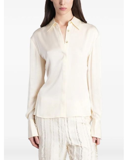 Cult Gaia White Cynara Button-Up Long-Sleeved Shirt