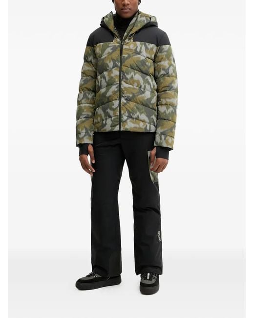 Colmar Black Camouflage-pattern Hooded Ski Jacket for men