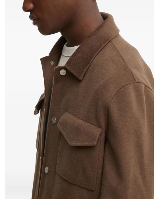 Nanushka Brown Flap-Pocket Wool Jacket for men