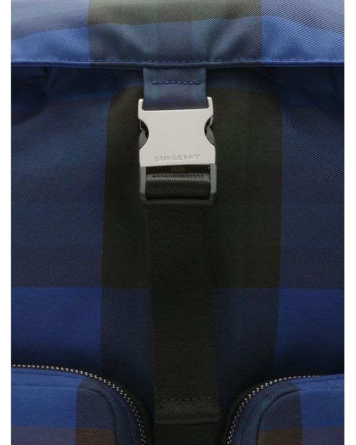 Burberry Blue Medium Check Backpack for men