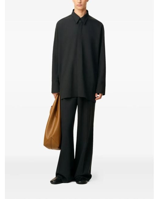 AMI Black Wool Oversized Shirt for men