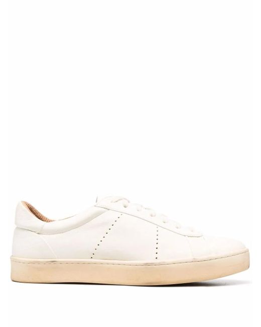 Eleventy Natural Low-Top Leather Sneakers for men