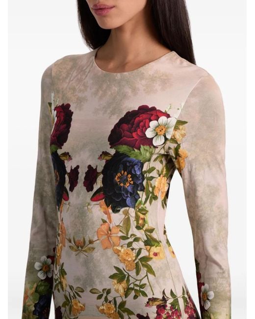 Abito Lungo Delora A Fiori di Alice + Olivia in Multicolor