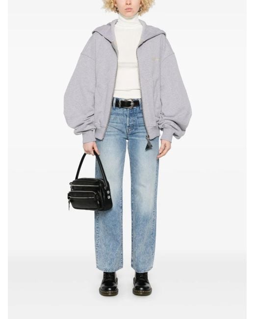 Re/done White Ribbed Roll-Neck Top