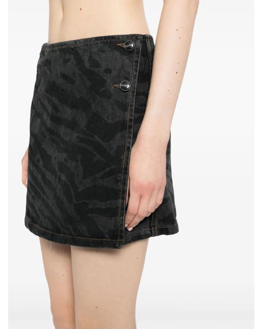 Ganni Black Button-Detail Mini Skirt