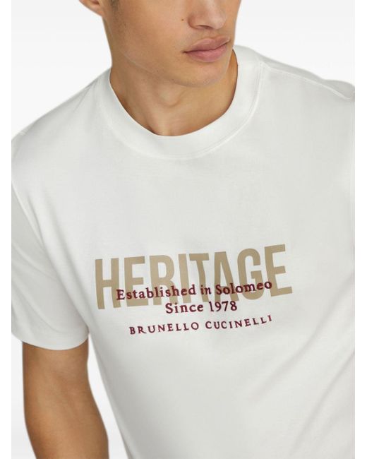 Brunello Cucinelli T-Shirt mit Slogan-Print in White für Herren