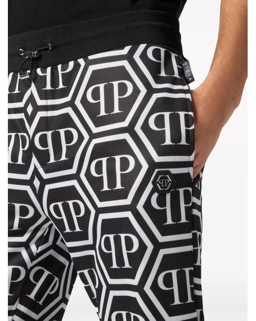 Philipp Plein Black Monogram Track Pants for men
