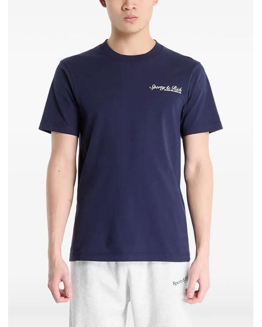 Sporty & Rich Blue Syracuse Logo-Print T-Shirt