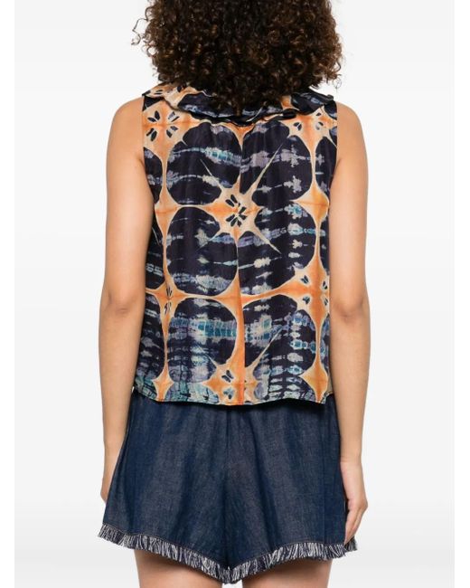 Ulla Johnson Blue Seidenbluse mit Blumen-Print