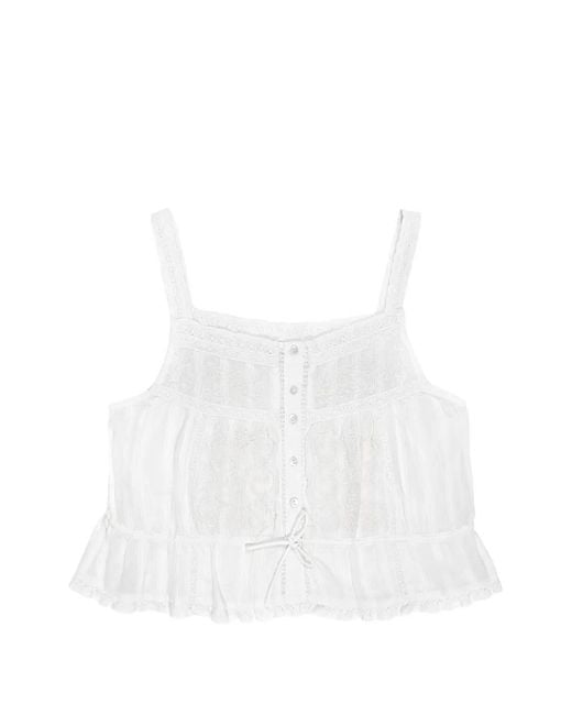 MAISON HOTEL White Constanza Lace-Trimmed Embroidered Top