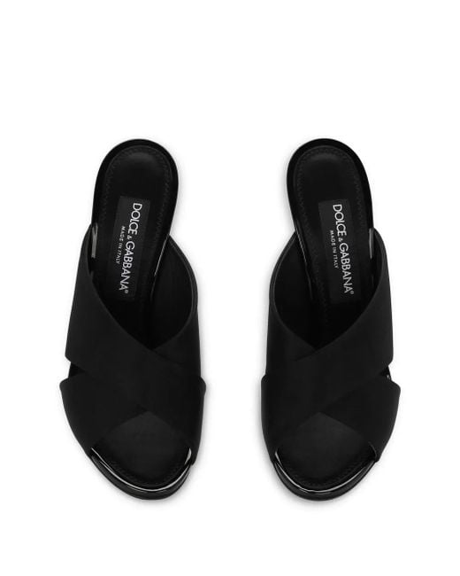Dolce & Gabbana Black Satin Mules