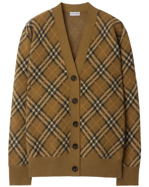 Burberry Brown Check Wool-Mohair Cardigan