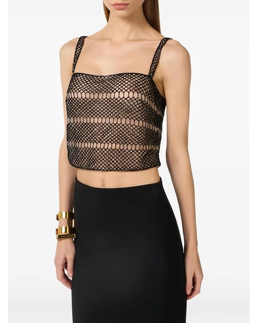 Elisabetta Franchi Gray Open-Work Band Top