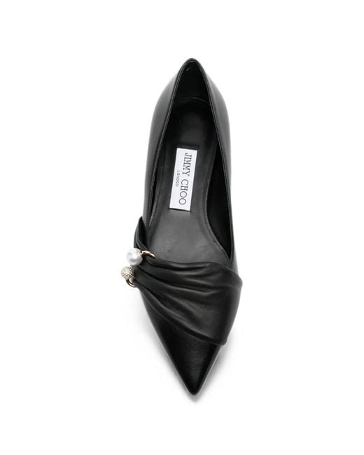 Jimmy Choo Black Rafi Pearl-Embellished Ballet Flats