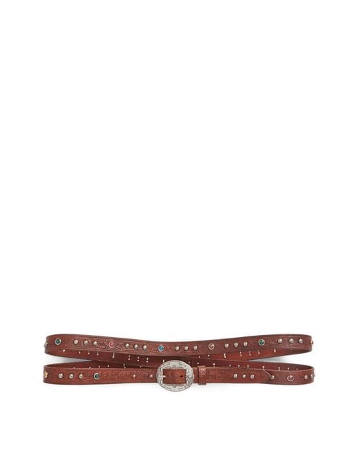 RRL Brown Luna Studded Leather Belt