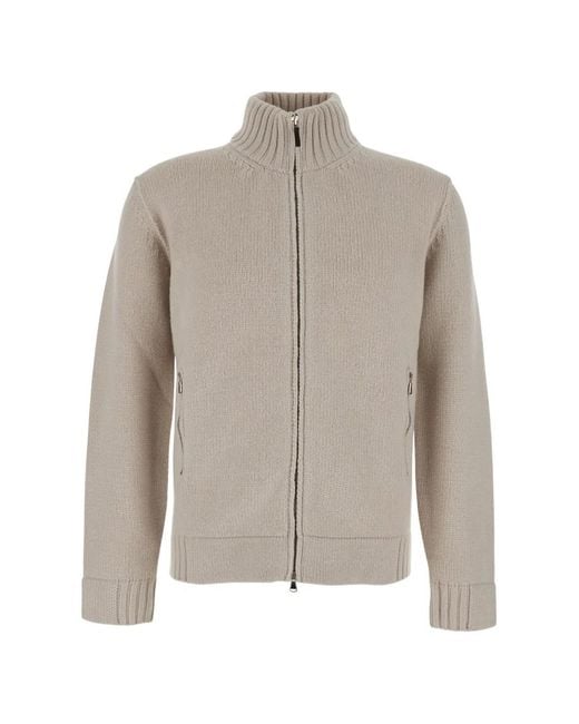 Kangra Gray Zip-Up Ribbed-Trim Cardigan for men