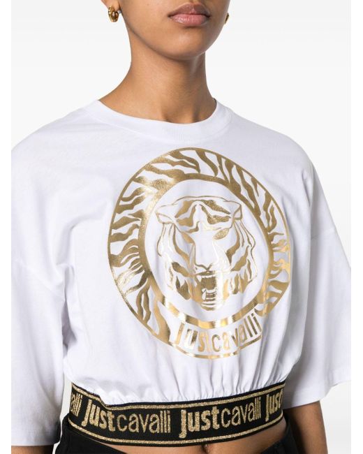 Just Cavalli White T-Shirt mit Tiger-Print