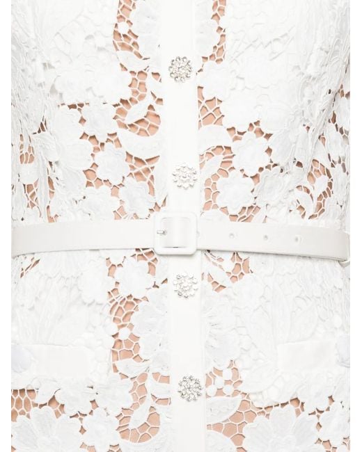 Self-Portrait White Lace Midi Dress