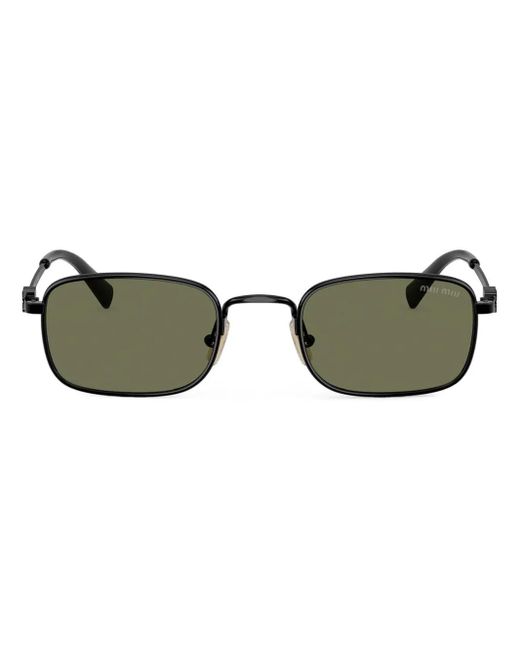 Miu Miu Green Rectangle-Frame Sunglasses