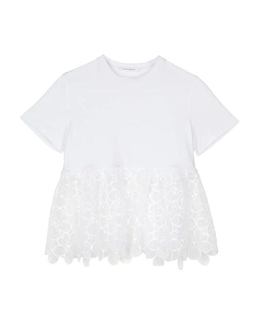 CECILIE BAHNSEN White Conni Lace-Panel T-Shirt