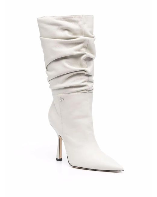 DSquared² White Blair Ruched Calf Boots
