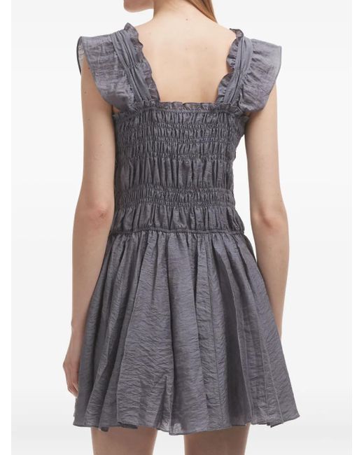 B+ AB Gray Ruffled Smocked Mini Dress