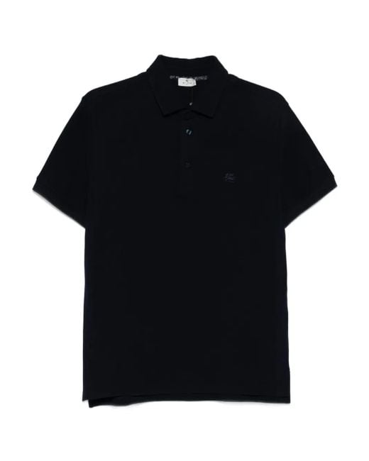 Etro Black Logo-Embroidered Polo Shirt for men