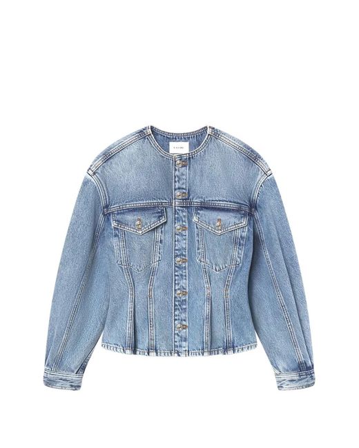 FRAME Blue Nipped Collarless Jacket